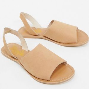 Rule London leather slingback mocassin sandals in tan size eu 39
